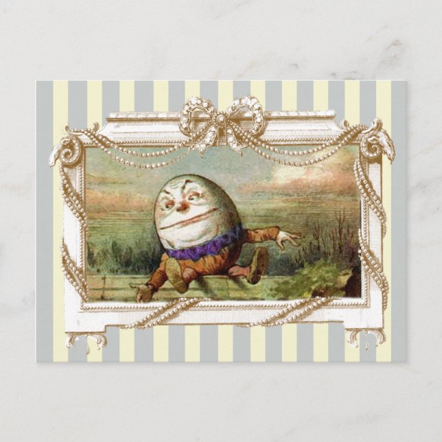 Humpty Dumpty auf blauen und weißen Streifen Postkarte (Vorderseite)