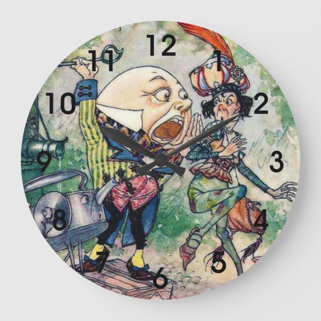 Humpty Dumpty in Wonderland Große Wanduhr (Vorderseite)