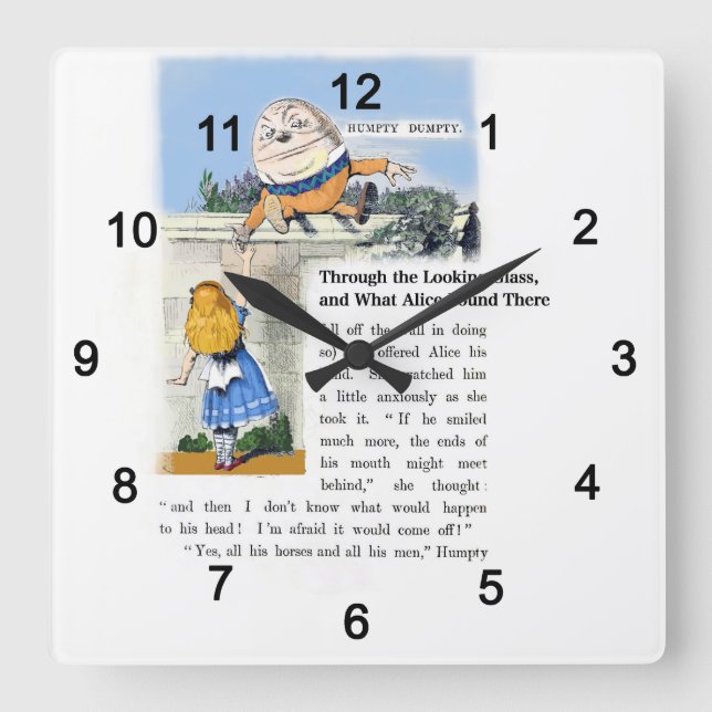 Humpty Dumpty Quadratische Wanduhr (Vorderseite)
