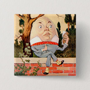 Humpty Dumpty saß an einer Mauer in Wonderland Button