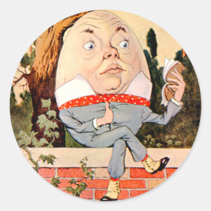 Humpty Dumpty saß auf einer Mauer in Wonderland Runder Aufkleber