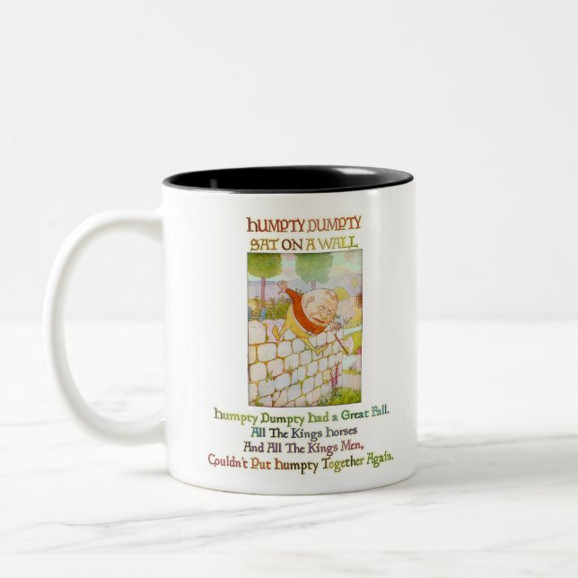 Humpty Dumpty saß auf einer Mauer Zweifarbige Tasse (Links)