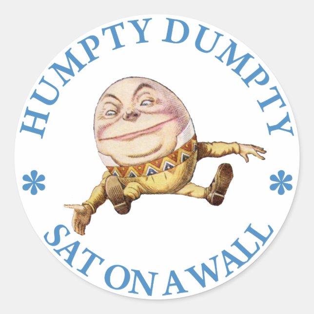 HUMPTY DUMPTY SAT AUF EINER WAND - KINDERZIMMER RH RUNDER AUFKLEBER (Vorderseite)