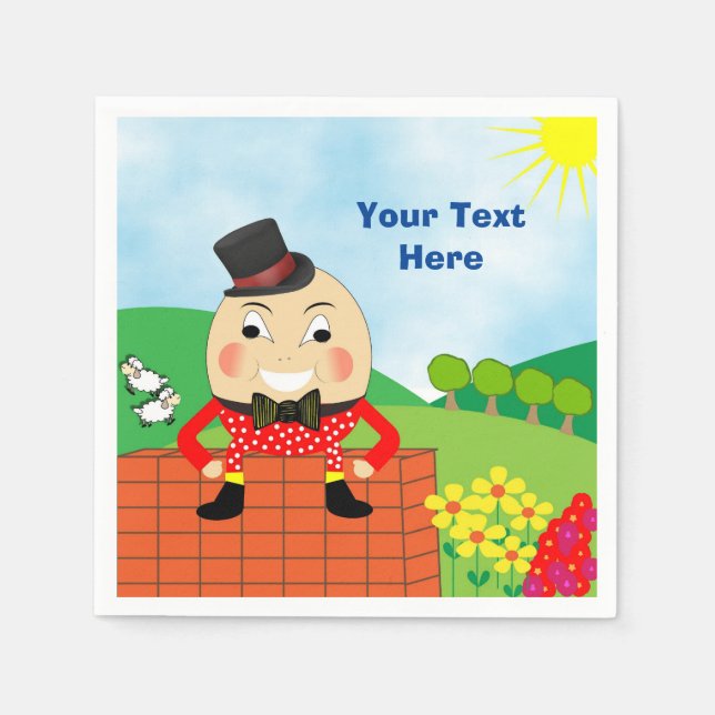 Humpty Dumpty Themed Kindergeburtstag Party Editab Serviette (Vorderseite)