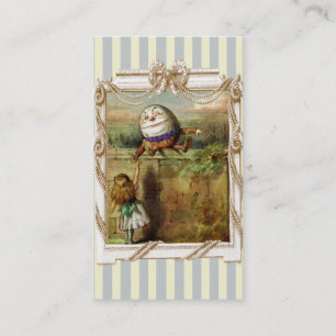 Humpty Dumpty und Alice auf den blauen und weißen Visitenkarte