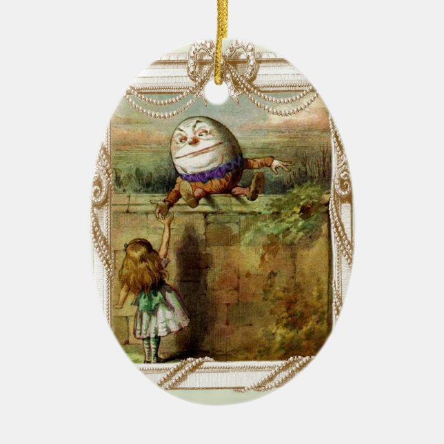 Humpty Dumpty und Alice Keramikornament (Vorne)