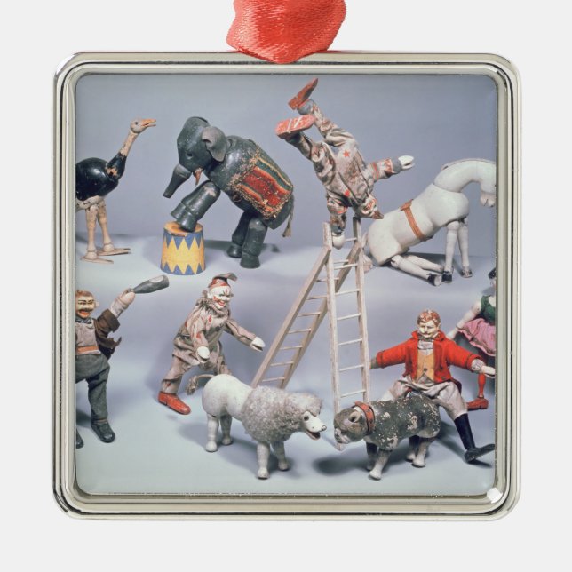 Humpty Dumpty Zirkusakrobaten und Menagerie Silbernes Ornament (Vorne)