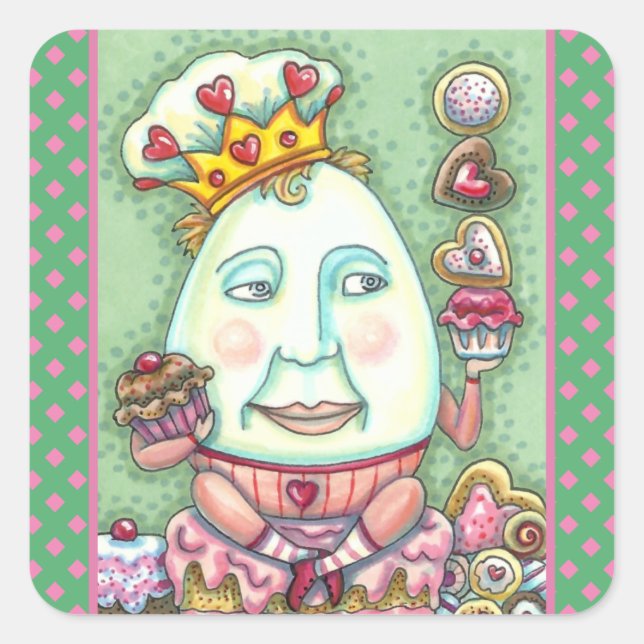 HUMPTY KING OF HEARTS AND CONFEKECTS, VALENTINE QUADRATISCHER AUFKLEBER (Vorderseite)