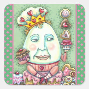 HUMPTY KÖNIG DER HERZEN UND SÜßIGKEITEN, VALENTINS QUADRATISCHER AUFKLEBER