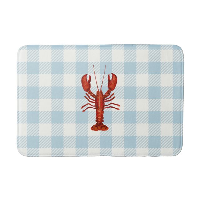 Humster Blue Gingham Karo Coastal Badematte (Vorderseite)