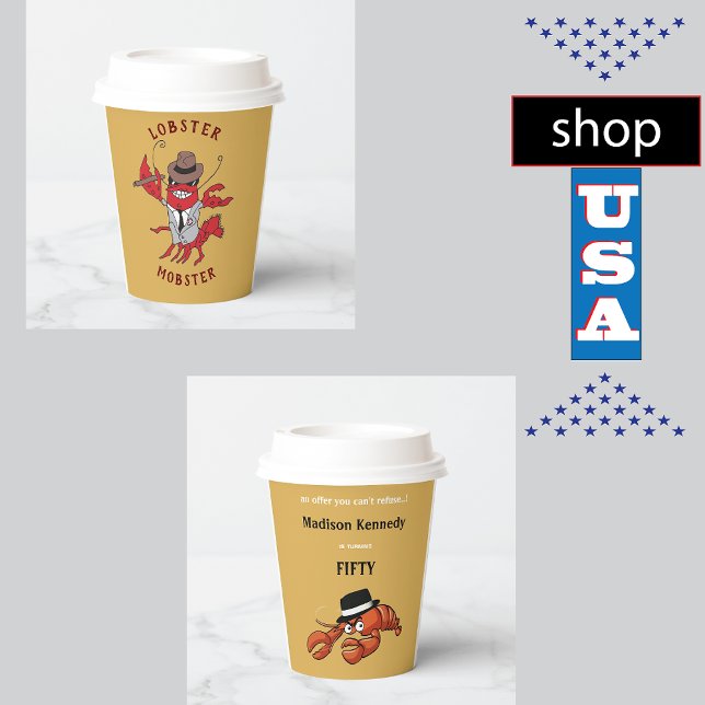 Humster Mobster 🦞 Funny Cartoon Gangster Pappbecher (Von Creator hochgeladen)