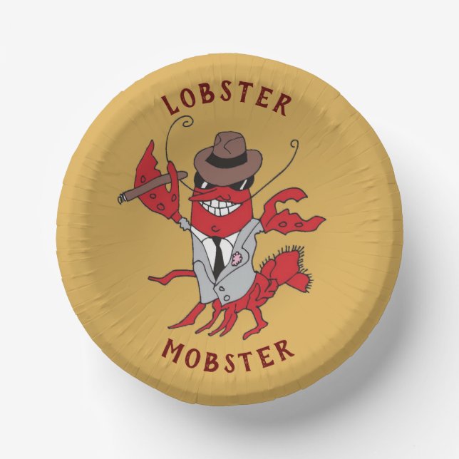 Humster Mobster 🦞 Funny Cartoon Gangster Pappteller (Vorderseite)