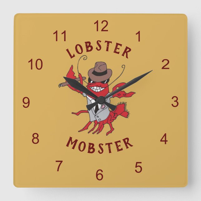 Humster Mobster 🦞 Funny Cartoon Gangster Quadratische Wanduhr (Vorderseite)