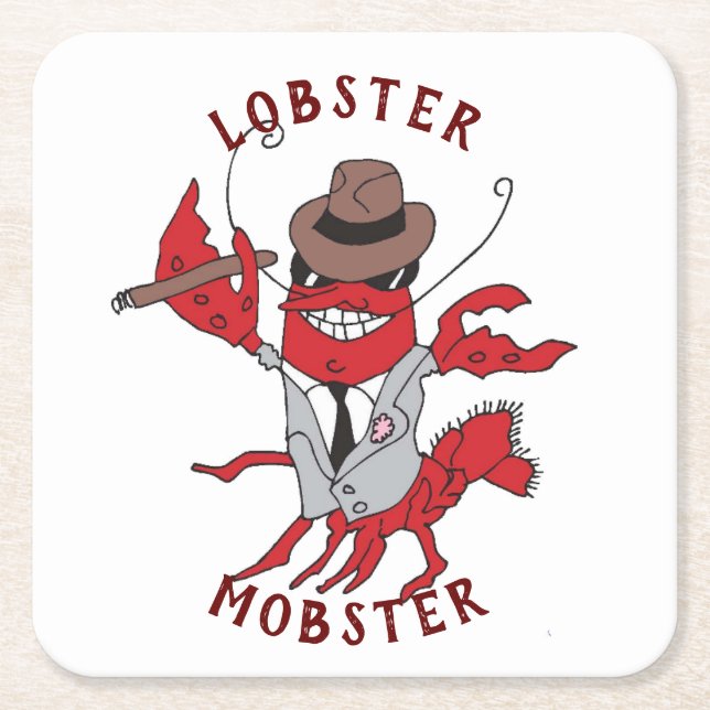 Humster Mobster 🦞 Funny Cartoon Gangster Rechteckiger Pappuntersetzer (Vorderseite)