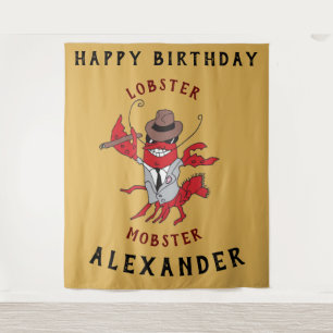 Humster Mobster 🦞 Funny Cartoon Gangster Wandteppich