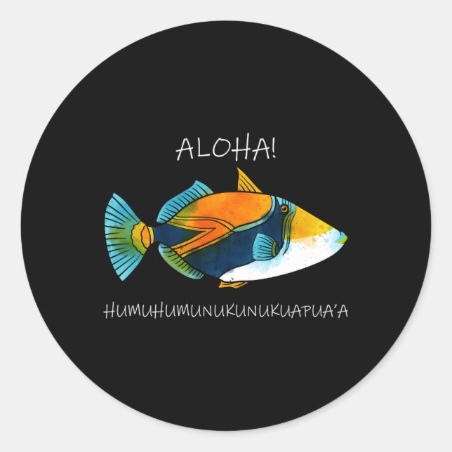 Humuhumunukunukuapua'A Olelo Hawaiian Reef Trigger Runder Aufkleber (Vorderseite)