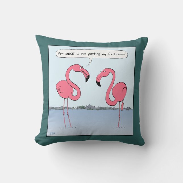 Humurer rosa Flamingos-Cartoon - Corny Joke Kissen (Vorderseite)