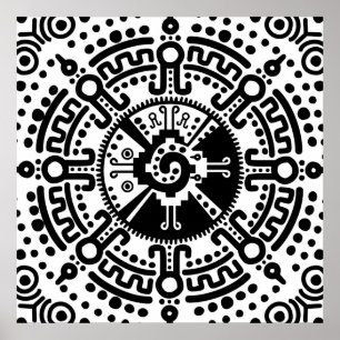 Hunab Ku Mayan Symbol schwarz-weiß #3 Poster