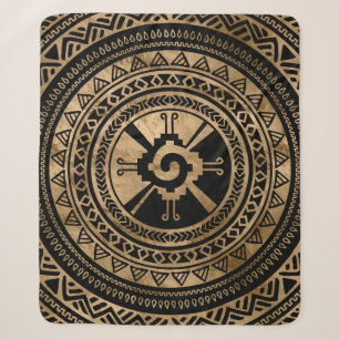 Hunab Ku Mayasymbolschwarzes und -gold Sherpadecke