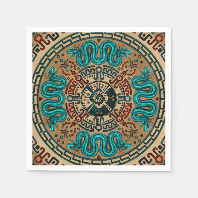 Hunab Ku mit doppelköpfiger Schlange - Farbe Serviette (Vorderseite)