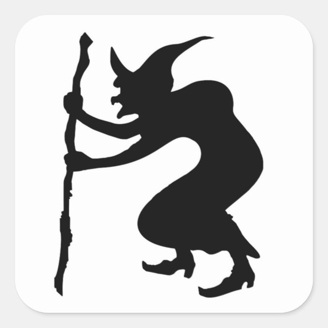 HUNCHBACK HALLOWEEN WITCH QUADRATISCHER AUFKLEBER (Vorderseite)