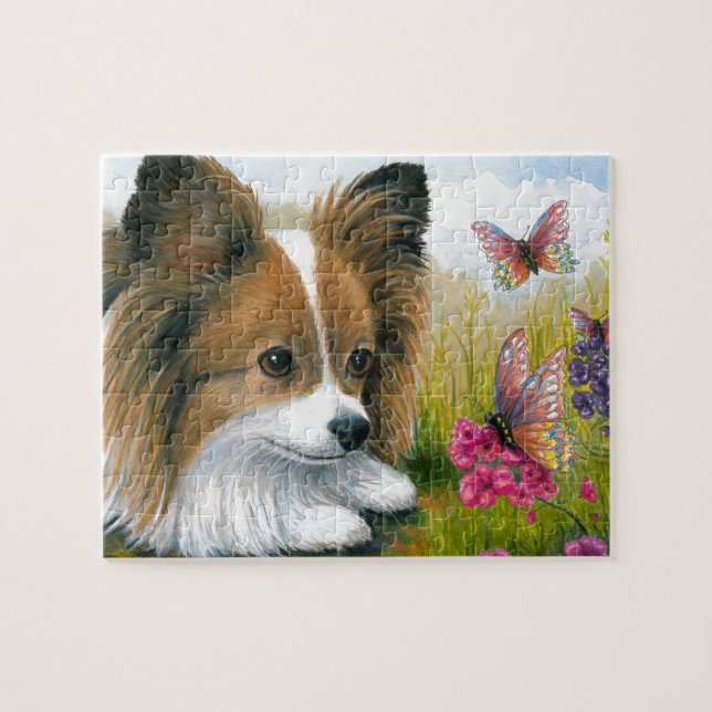 Hund123 Papillon Hund mit Schmetterlingen (Horizontal)