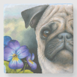 Hund133 Mops Steinuntersetzer