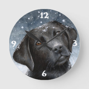 Hund 100 schwarzer Labrador Runde Wanduhr