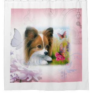 Hund 123 Papillon Duschvorhang