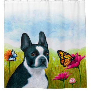 Hund 134 Boston Terrier Duschvorhang