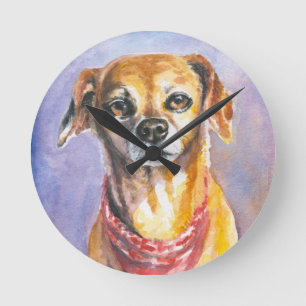 Hund 2 runde wanduhr