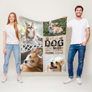 Hund 4 Foto LIEBE MEIN HUND Personalisiertes Wort Fleecedecke