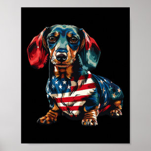 Hund 4. Juli American Flag Geschenke für Männer Fr Poster