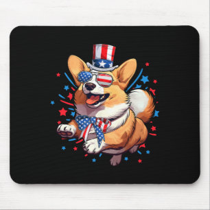 Hund 4. Juli Amerikanische USA-Flagge Patriotisch Mousepad