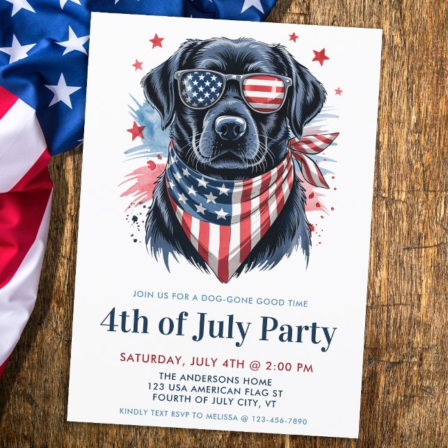Hund 4. Juli Party Patriotic Labrador Retriever Einladung (Von Creator hochgeladen)