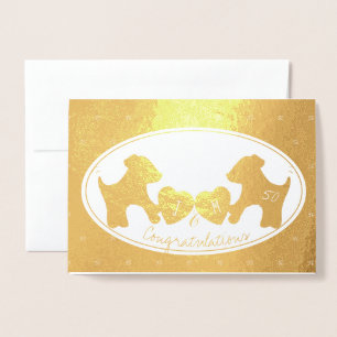 Hund 50. goldenes Hochzeitstag Folienkarte