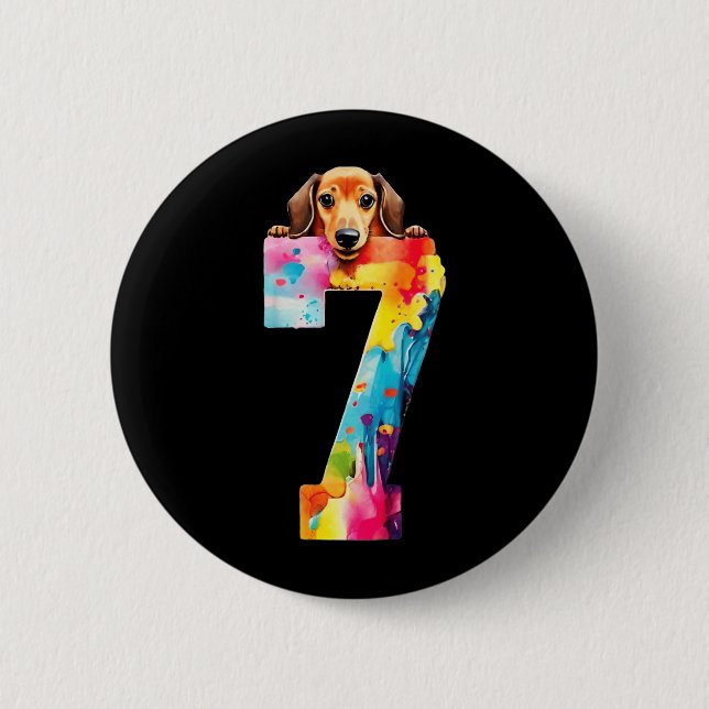 Hund 7 Jahre Dachshund Geburtstag Button (Vorderseite)