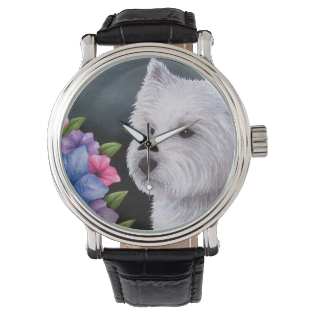 Hund 82 Westie Armbanduhr (Vorderseite)