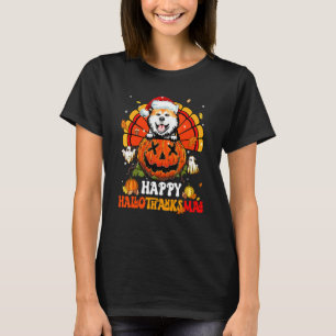 Hund Akita Frohe Hallothanksmas Halloween Erntedan T-Shirt