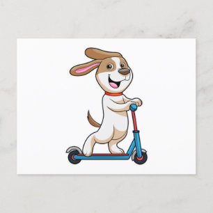 Hund als Biker mit Roller Postkarte