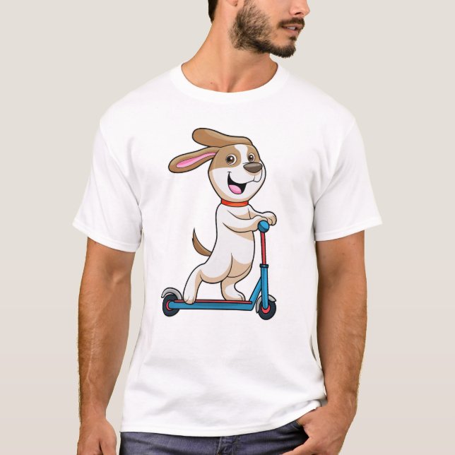 Hund als Biker mit Scooter T-Shirt (Vorderseite)