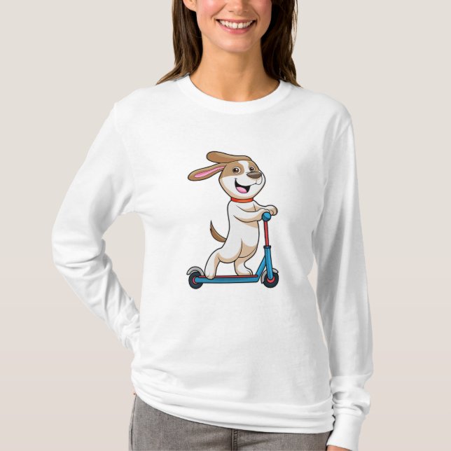 Hund als Biker mit Scooter T-Shirt (Vorderseite)