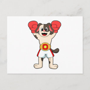 Hund als Box-Champion mit Gürtel & Boxhandschuhen Postkarte