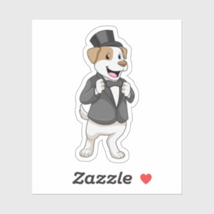 Hund als Bräutigam mit Schleife Aufkleber