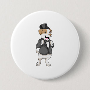 Hund als Bräutigam mit Schleife Button