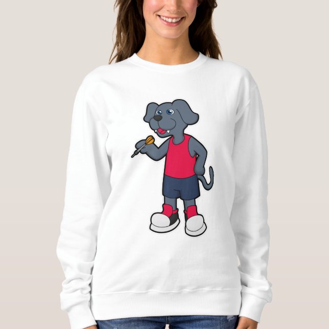 Hund als Dart-Spieler mit Darts Sweatshirt (Vorderseite)