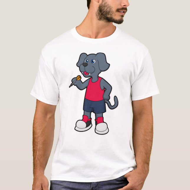 Hund als Dart-Spieler mit Darts T-Shirt (Vorderseite)