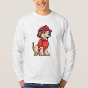 Hund als Feuerwehrmann mit Feuerhelm T-Shirt