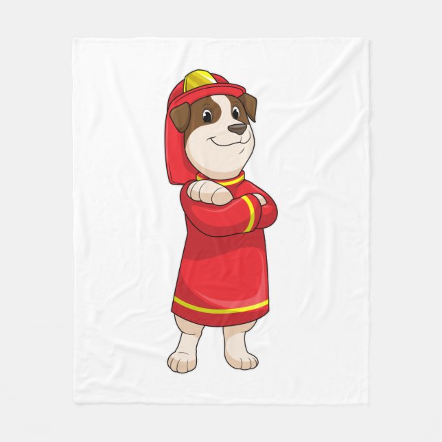 Hund als Feuerwehrmann mit Helmet Fleecedecke (Vorderseite)