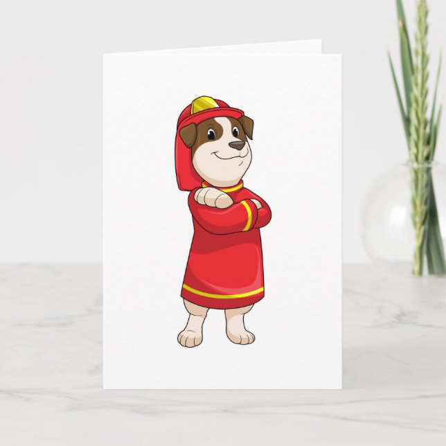 Hund als Feuerwehrmann mit Helmet Karte (Vorderseite)